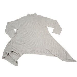 Fashion Womens Asymmetrical Ribbed Knit Sweater 2XL Beige 100% Acrylic